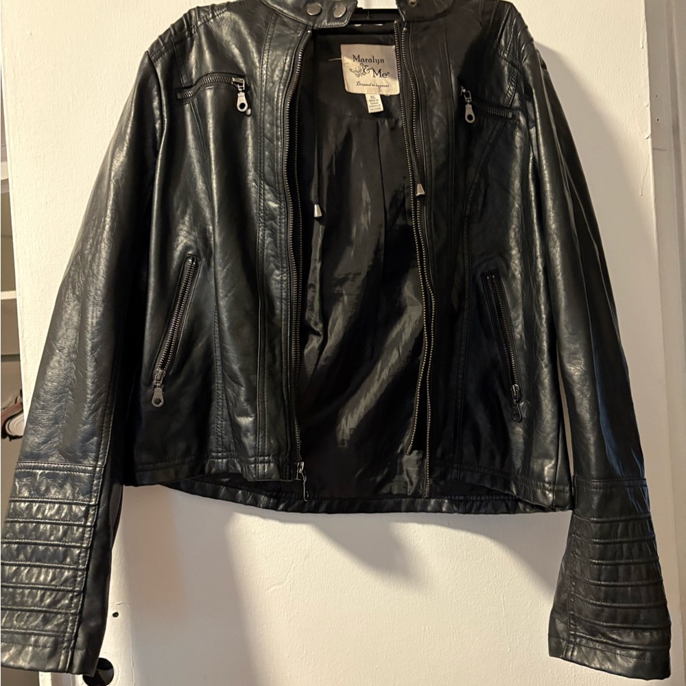 Maralyn & Me Black Leather Moto Jacket